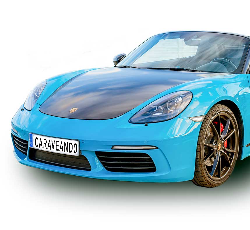 Nuestro Porsche Boxter azul es uno de los más populares en nuestro servicio de alquiler descapotable Barcelona